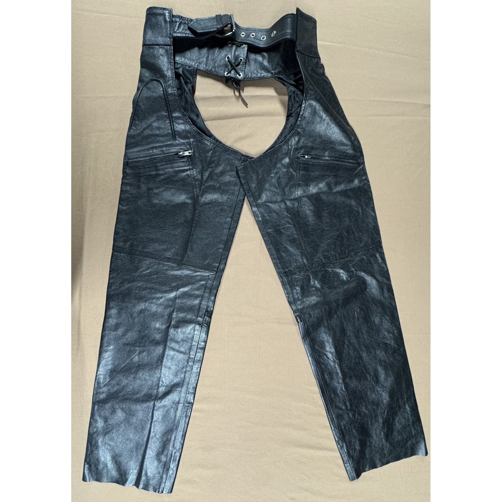 Xelement Leather Motorcycle Chaps Women 8 Lined Adjustable Belt Biker Riding Y2K